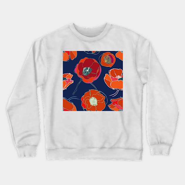 California Poppies Crewneck Sweatshirt by Limezinnias Design